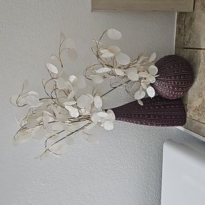 Cute Ceramic Purple vases with fake white decorative "leaves"